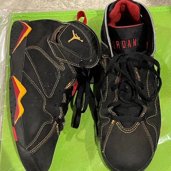 Air Jordan Retro 7 “Citrus” 3 Youth 3Y 2.5 UK 35 EU Black Red Tennis DJ2778-081